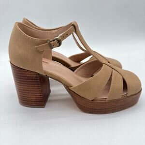 CushionAire Tizzy Comfort Platform Mod Heeled Vegan Leather Mary Jane Sandal 9